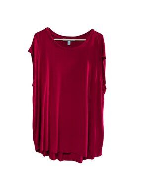 Blue Sol Women's Jersey Tunic T-Shirt, Red, Plus Size 2X, Cap Sleeve